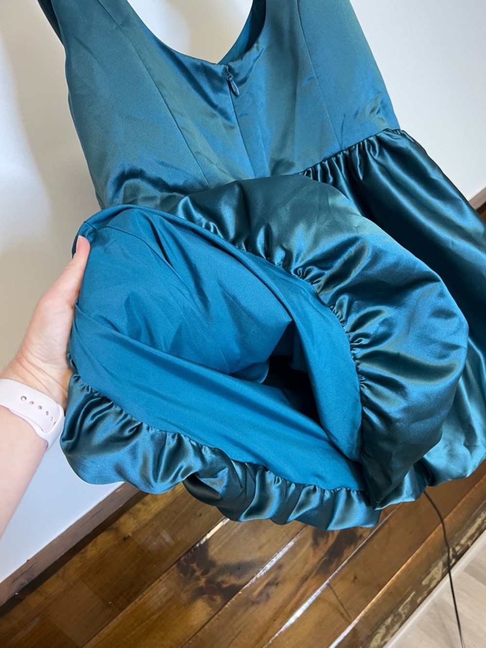 NWT JJs House Teal Satin Party Dress with Bow Straps- 18W - Picture 6 of 9